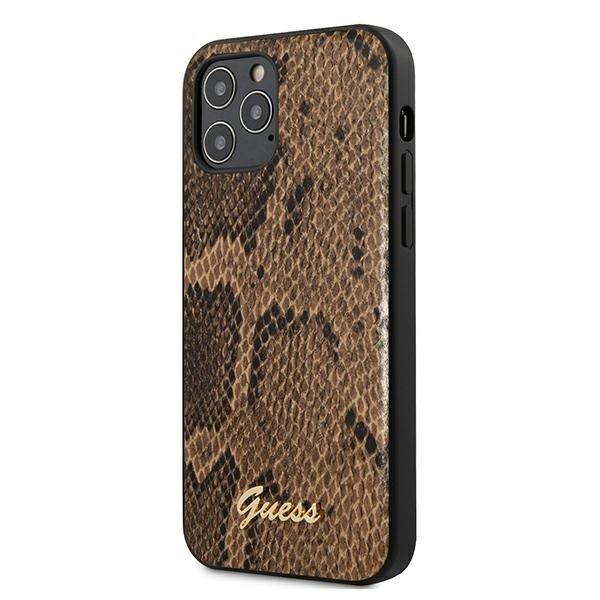 Guess Python Collection Luxus Hardcase Schutzhülle für iPhone 12/12 Pro 6,1" braun